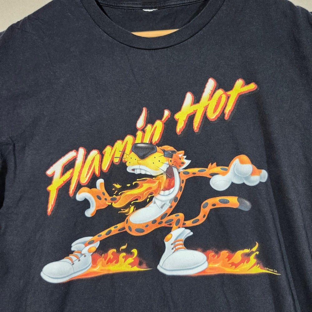 Flamin Hot Cheetos T-Shirt Pepsi Co Cartoon Graphic Tee Black Mens Large‎ No tag